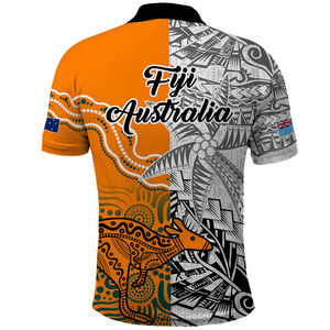 Fidji <span class=keywords><strong>Australie</strong></span> <span class=keywords><strong>Rugby</strong></span> <span class=keywords><strong>Polo</strong></span> personnalisé Polynésie Tapa indigène imprimé aborigène hommes à manches courtes chemises formelles - Product Image 4