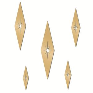 5 pièces de décorations murales en métal doré, style rétro moderne, en forme de losange, motif étoile, décorations murales élégantes médiéval-modernes - Product Image 1