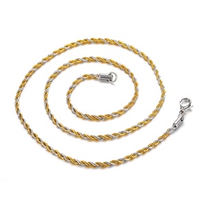 High Quality <b>Silver</b> and Gold Plated Stainless Steel Metal <b>Necklace</b> <b>Mens</b> Rope Chain - Product Image 1