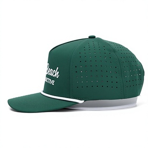 Custom Embroidery Golf Cap 5-Panel Sports <b>Hat</b> with Curved Brim and Rope Headwear <b>Waterproof</b> Fabric Baseball Cap - Product Image 3
