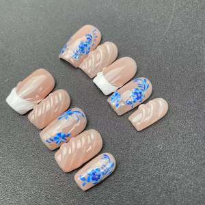<span class=keywords><strong>Uñas</strong></span> artificiales Verano Estilo dulce Azul Flores <span class=keywords><strong>pequeñas</strong></span> Modelado tridimensional Alta calidad Reutilizable Fábrica al por mayor - Product Image 1