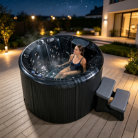 Vente flash : Spa portable pour 4 personnes, bain à remous extérieur avec couverture, massage par bulles, économie d'énergie, chauffage rapide