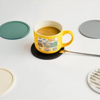 Sous-verre et dessous-bol isolants en silicone, ronds, épaissis, motif marbre, style nordique moderne, pour usage domestique et transfrontalier