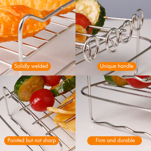 Set di <span class=keywords><strong>Accessori</strong></span> da Cucina, Griglia Rettangolare a Doppio Strato per <span class=keywords><strong>Friggitrice</strong></span> <span class=keywords><strong>ad</strong></span> <span class=keywords><strong>Aria</strong></span> con Quattro Spiedini, Griglia Impilabile per Disidratatore - Product Image 5