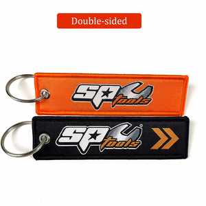 Porte-clés brodé double face personnalisé avec logo et texte, en tissu tissé, pour cadeaux promotionnels - Product Image 2