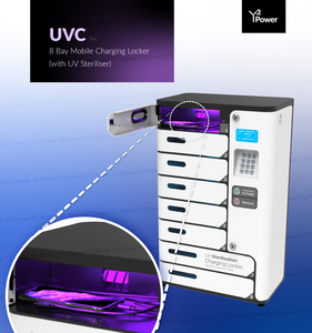 Armadietto di Ricarica per Telefoni Cellulari Y2Power UVC con 8 Scomparti a Codice PIN e 2 Scomparti Più Grandi per iPad, Stazione di Ricarica per Cellulari - Product Image 2