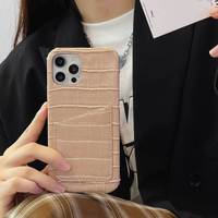 Étui de téléphone antichoc en cuir PU de haute qualité pour 17/16/15/13/1214 Pro MAX 8 7 avec porte-cartes à motifs sur la coque arrière