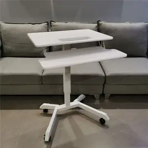בית משרד עמודה אחת פנאומטי גובה מתכוונן לשבת בעמידה נייד שולחן מחשב ממיר Riser עם גלגלים