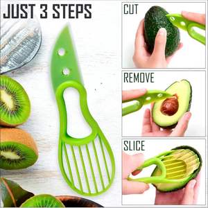 Multifunctional Easy to Use Green Plastic Avocado Knife 3-In-1 Avocado Slicer Cutter for <b>Kitchen</b> - Product Image 5