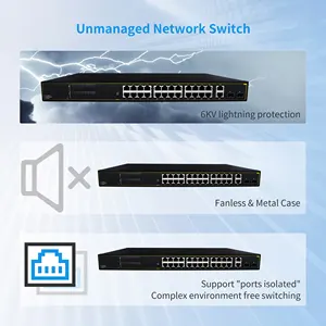 High Power Output Antistatic 6kv 2 1000M SFP Optical Ports Unmanaged 28 Port Ethernet Network Switch