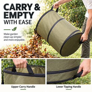 Sac de jardin pliable et robuste pour feuilles et déchets, conteneur réutilisable pour déchets de jardin avec poignées - Product Image 4