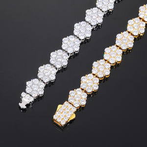 Самый продаваемый браслет-цепочка из позолоченного 18-каратным золотом циркония с кластерным дизайном, прозрачный, в стиле кубинской цепи, унисекс, модный, трендовый стиль - Product Image 4