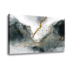 Abstract Large Canvas Art With Gold Glitter For Home And Office Wall Decorative