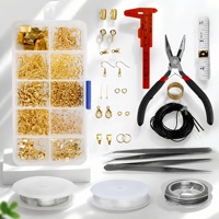 Nouvelle vente chaude transfrontalière : Kit d'accessoires de bijoux DIY avec anneaux métalliques, crochets d'oreille et fermoirs mousquetons pour la fabrication de bracelets et colliers