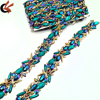 Accessoires de défilé de carnaval, garnitures en résine multicolores or et turquoise, appliques en strass pour costumes de carnaval des Caraïbes
