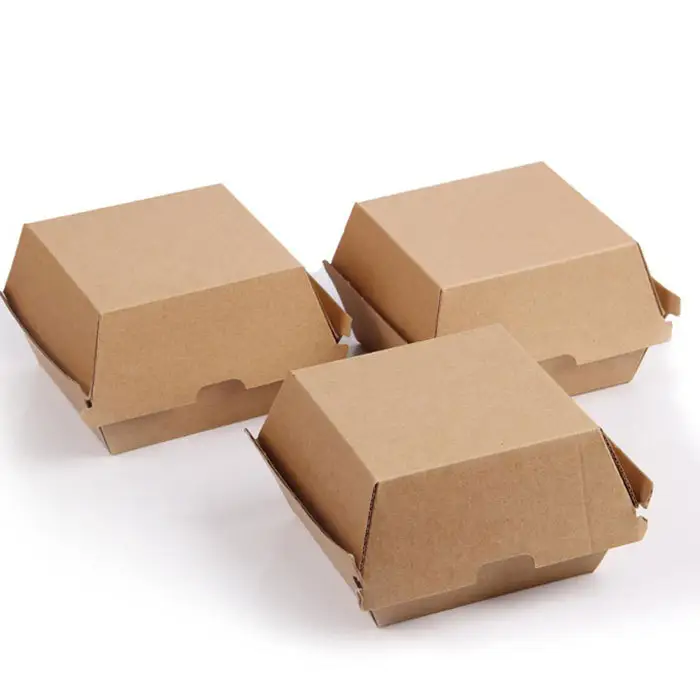 マクドナルドサイズのハンバーガーボックス用のカスタムペーパーテイクアウトクラムシェルボックス使い捨て生分解性ファーストフード包装