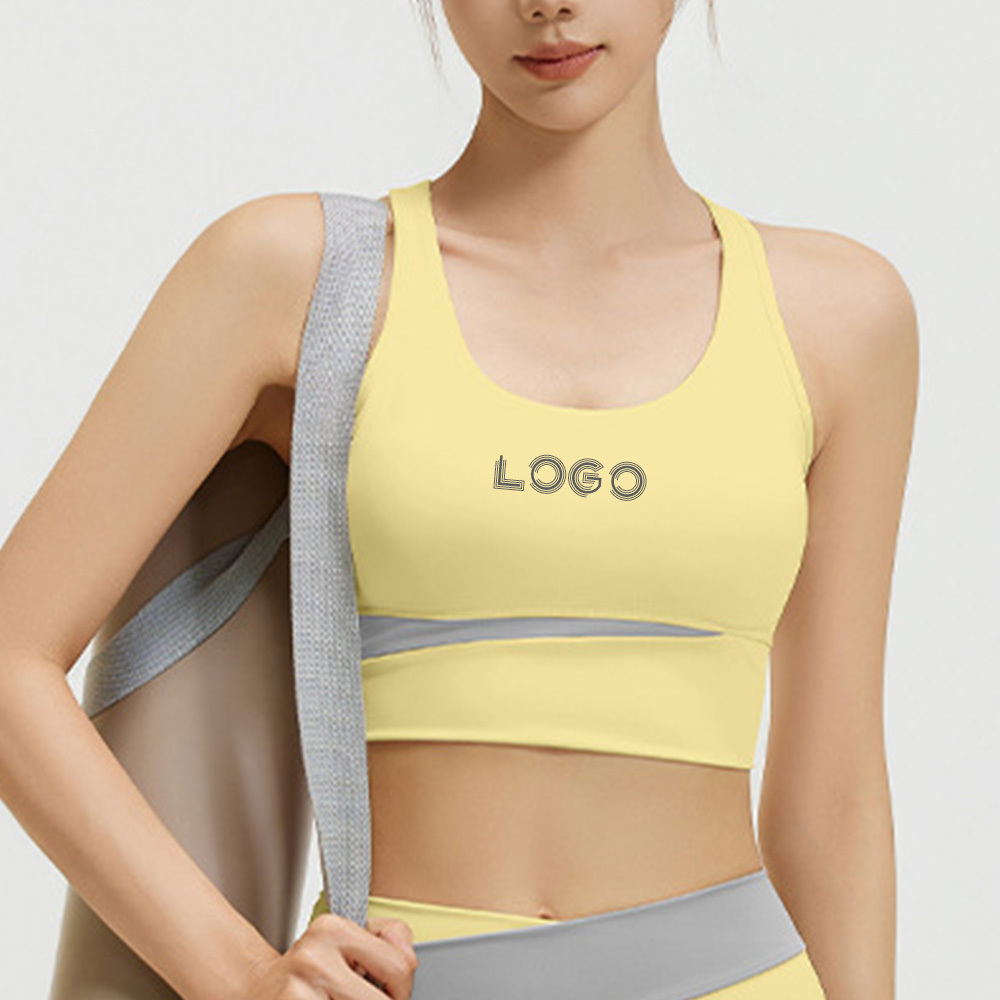 OEM Custom Women's U Neck Naked Feel High Support Yoga Sports Bras with Removable Pads Quick Dry Seamless Racerback Active Top