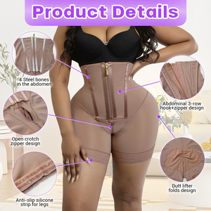 Áo định hình thon gọn sau phẫu thuật Plus Size cho nữ, kiểu bodysuit bó bụng, chất liệu nén, kiểu ngắn - Product Image 5