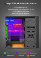 Boîtier d'ordinateur PC ATX moyen, personnalisable, best-seller, meilleur rapport qualité-prix, adapté à une alimentation de 500 W, pour la maison et les jeux
