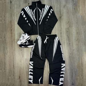 Survêtements personnalisés pour hommes en polyester, veste zippée en nylon patchwork et pantalon de jogging, ensembles de sport unisexes, coupe-vent en nylon, survêtement - Product Image 3