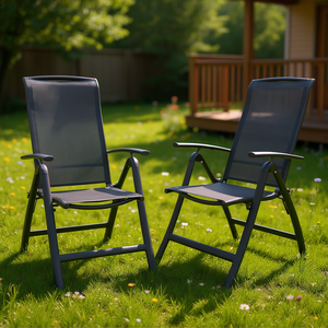 Chaises de patio inclinables Db avec cadre en aluminium, dossier haut réglable, pliantes, pour jardin, pelouse, mobilier d'extérieur - Product Image 2