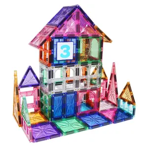 Wellbbplay 90pcs磁性积木3d Diy模型智力明星磁性建筑瓷砖儿童玩具