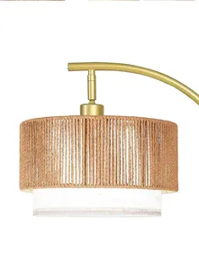 Slim Gold Floor Lamp <b>Plug</b> in Modern Standing Floor Lamp Curved Floor Lamp Led Floor Lamp Fabric Shade for Sofa Corner - Product Image 3