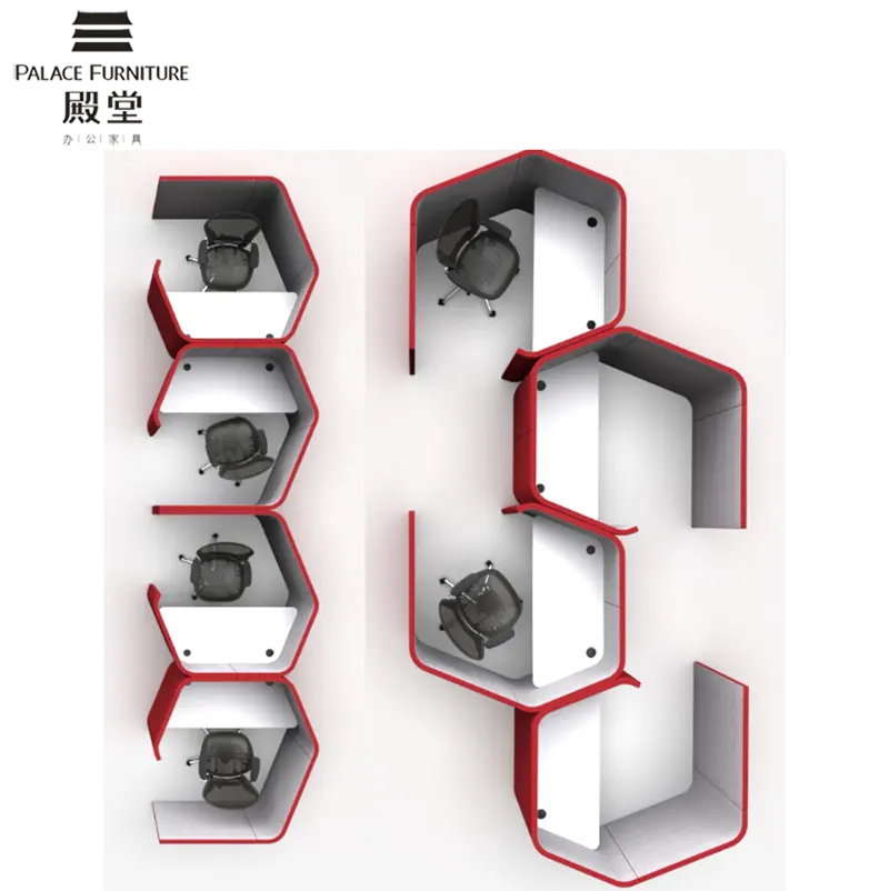 Estación de trabajo de oficina privada Booth asientos modernas cápsula con mesa de centro Oficina Modular partición