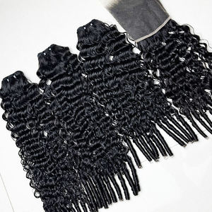 Extensions de cheveux vierges cambodgiens 100% naturels, doublement étirés, cuticules alignées, bouclés, ondulations lâches, qualité 12A, pour <span class=keywords><strong>tissage</strong></span> - Product Image 2