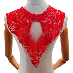 Col de corsage en soie de polyester de broderie de dentelle soluble dans l'eau Collier brodé détachable avec le type ouvert de patchs de dos de poitrine - Product Image 1