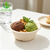 SUMKOKA 120*45 mm Bol à dessert en fibre de canne à sucre naturelle et blanche, jetable, compostable, en bagasse, pour crème glacée, vente en gros
