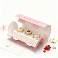 Boîte d'emballage dédiée aux cupcakes Solution d'emballage globale comprenant des plateaux intérieurs, une boîte extérieure, des étiquettes, boîte à cupcakes rose pour boutique de desserts