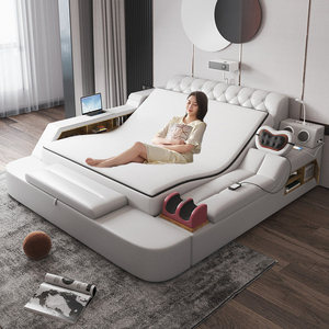 Cama Inteligente con Proyector Doble, de Cuero Genuino, Multifuncional, con Masaje Eléctrico, Plegable, para Cine en Casa y Dormitorio - Product Image 1