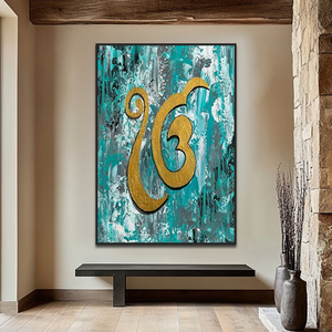 Œuvre d'art religieuse sikh indienne originale faite à la main sur toile, peinture murale spirituelle pour la décoration de la maison, huile moyenne - Product Image 3