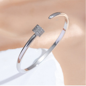 Fashion <b>Bangle</b> Gold And White <b>Copper</b> Alloy Micro Insert Geometric Women's Jewelry Gift - Product Image 3