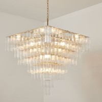 Lustre en verre de style français, corps doré LED, éclairage vintage luxueux et opulent pour villas, salons, salles à manger