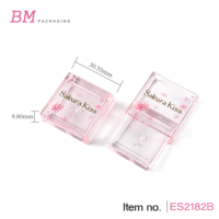 Boîtier compact carré transparent rose vide pour fards à paupières, conteneur de palette de fards à paupières en plastique de luxe 30,55 mm