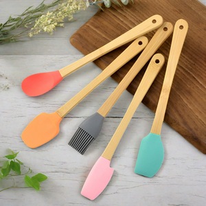 Bamboo Handle <b>Silicone</b> 5-Piece Cooking Set Heat Resistant Spatula Spoon Brush Kitchen <b>Tools</b> - Product Image 1