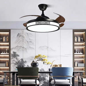 Fandelier Crystal Ventilador de techo Luz Led Remoto Moderno Invisible Retráctil Araña Sala de estar Garantía de 5 años - Product Image 3