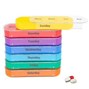 Nbbluesky bán buôn hàng tuần Pill Organizer 28 khoang xách tay PU Leather Pill Box được làm bằng nhựa bền - Product Image 2