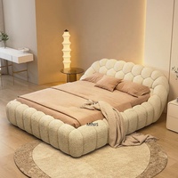 Beliebtes Neues Mini-Bett Modernes Minimalistisches Schlafzimmermöbel Starker Kiefernholzrahmen Bequemes Gepolstertes Bett mit Blauem Stoffbezug