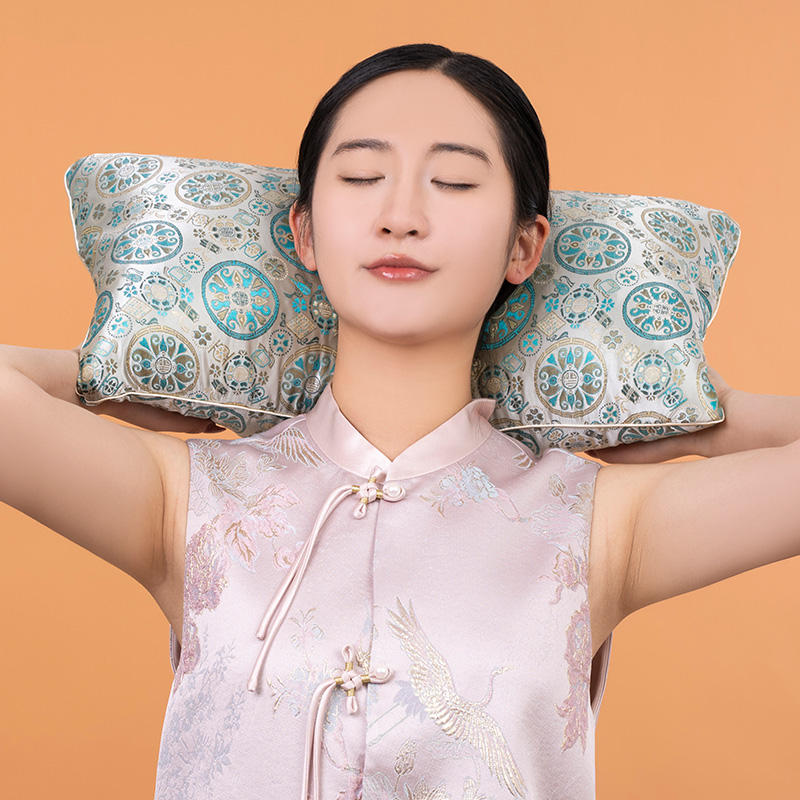 Teal Jade Song Brocade Pillow