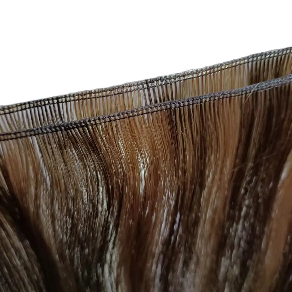 2024ベストセラーの新しい天才横糸デザインロシアの髪シームレスは人間のレミーの髪を切ることができます手で結ばれた横糸髪天才横糸
