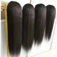 28 30 inç 4X4 5X5 6X6 HD şeffaf dantel kapatma peruk siyah kadınlar düz uzun insan saçı peruk