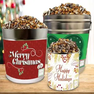 Vente en gros de boîte de popcorn vide ronde en métal de qualité alimentaire pour Halloween marché américain nouveau design boîte à biscuits à café boîte à biscuits boîte à biscuits