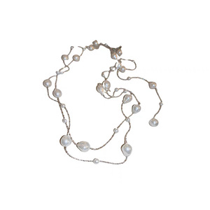 Irregular Pearl Necklace Double Layered Long Pendant Imitation Pearl Women's Fashion Sweater Chain Party Accessory - Product Image 5