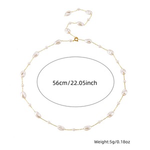 Elegant Pearl Stainless Steel Chain Necklace And <b>Bracelet</b> <b>Set</b> For Women Gift Jewelry - Product Image 5