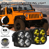 Feux de travail LED auxiliaires 40W Spot Fog Pod pour camion, voiture, véhicule, pare-chocs, couleur jaune, 8000LM, tout-terrain 4x4, 12-24v