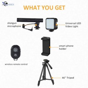 Kit de vlogging portable pour smartphone KIT05, équipement de diffusion, kit de réalisation vidéo avec micro canon, lumière LED, trépied pour enregistrement Tik Tok - Product Image 2