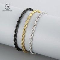 Bracelet tendance pour homme, minimaliste, en acier inoxydable, avec maillons torsadés, fermoir rectangulaire, plusieurs spécifications, bijoux de main